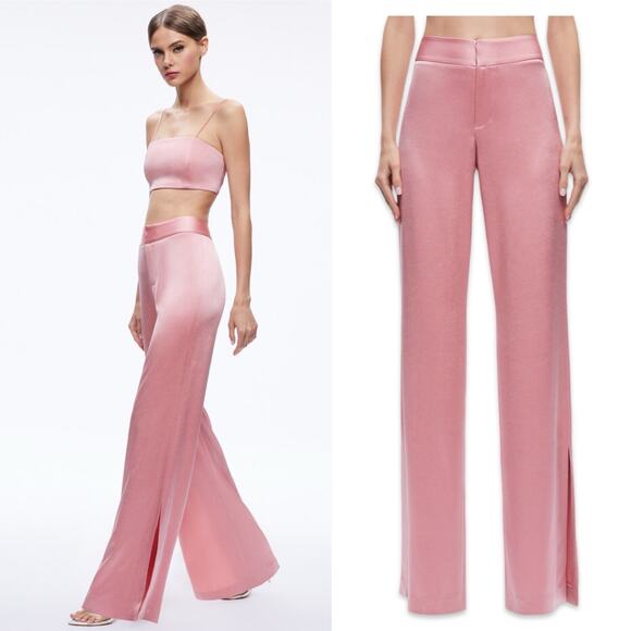 Alice + Olivia Pants - NWT ALICE + OLIVIA JC Wide Leg Slit Trouser Pant in Rose Pink Sz. 4